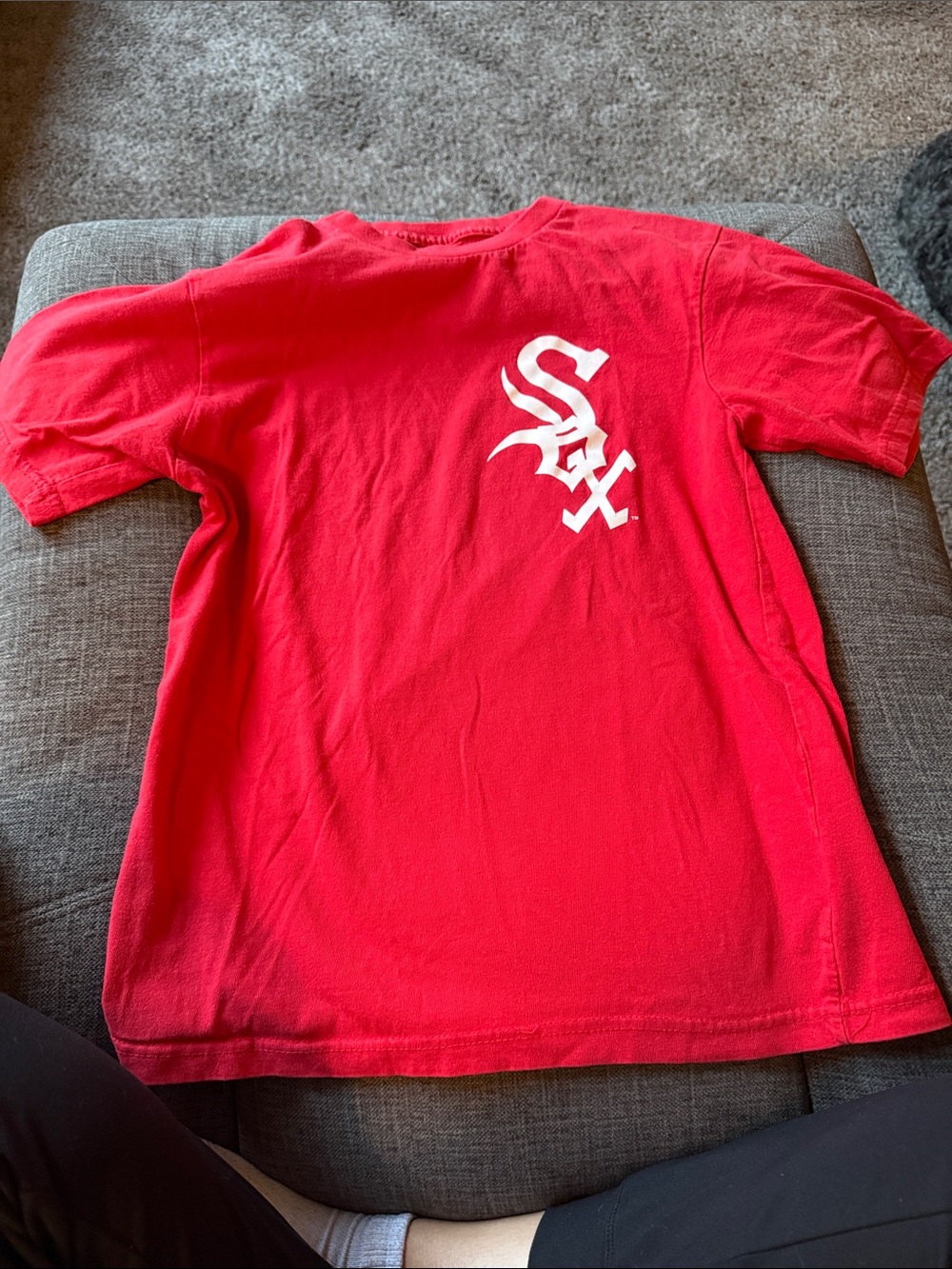 Red Kids Short-Sleeve Tee with White Chest Logo